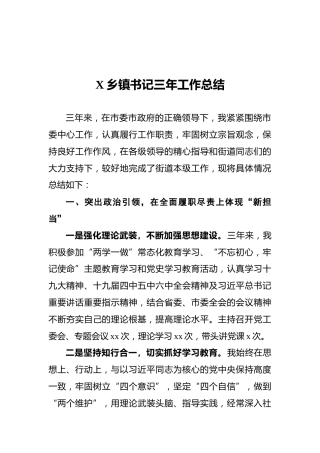 （2021）X乡镇书记三年工作总结