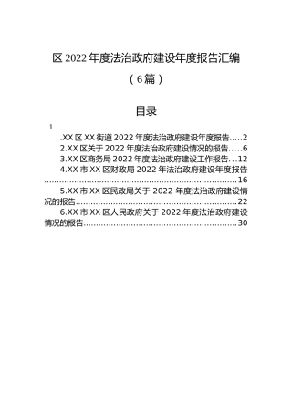 区2022年度法治政府建设年度报告汇编（6篇）