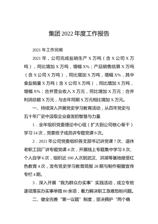 集团2022年度工作报告