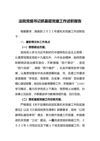 法院党组书记抓基层党建工作述职报告1