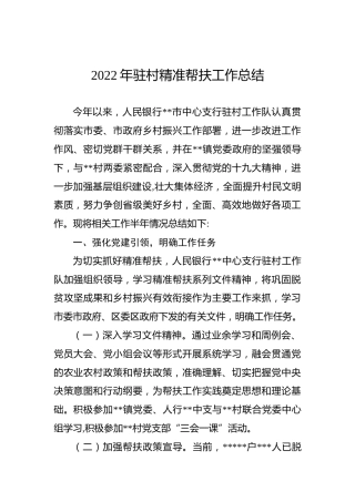 2022年驻村精准帮扶工作总结