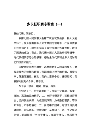 乡长任职表态发言（5篇）