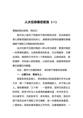 人大任命表态发言（3篇）