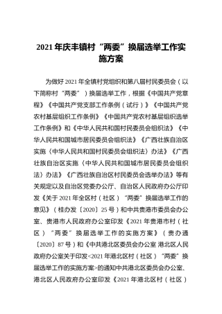 2021年镇村“两委”换届选举工作实施方案