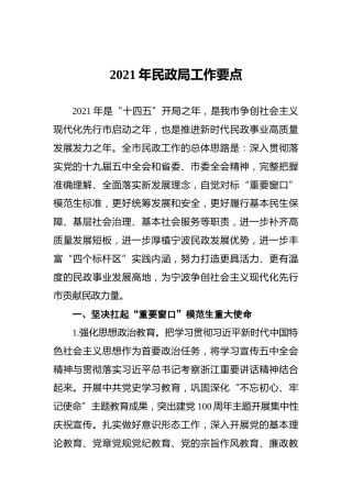 2021年民政局工作要点