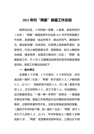 2021年村“两委”换届工作总结