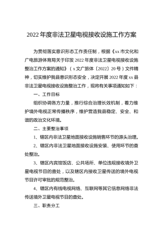 2022年度非法卫星电视接收设施工作方案