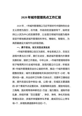 2020年城市管理亮点工作汇报