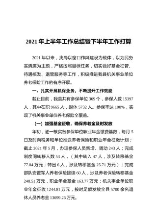 2021年上半年工作总结暨下半年工作打算