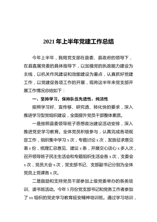 2021年上半年党建工作总结