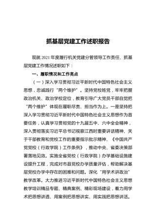 2021年抓基层党建工作述职报告