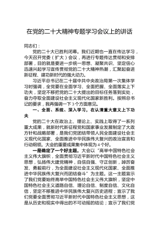 在党的二十大精神专题学习会议上的讲话