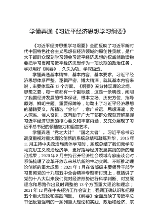 学懂弄通《习近平经济思想学习纲要》