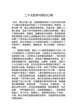 二十大的学习研讨心得