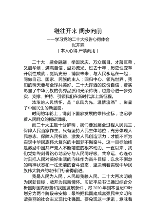 二十大报告心得：继往开来阔步向前