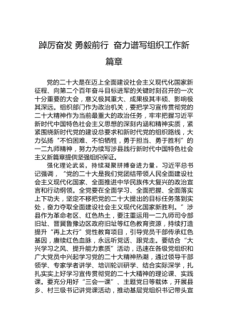 踔厉奋发勇毅前行奋力谱写组织工作新篇章（学习党的二十大精神）