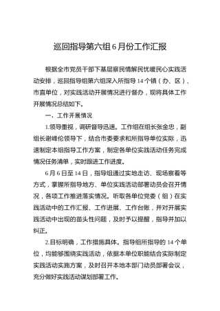 2022年巡回指导第六组6月份工作汇报