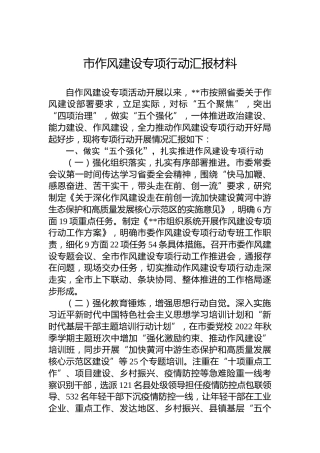 2022年市作风建设专项行动汇报材料