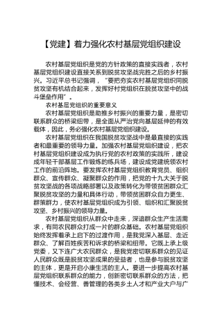 【党建】着力强化农村基层党组织建设