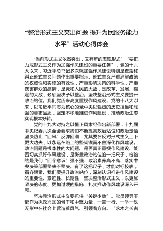 “整治形式主义突出问题提升为民服务能力水平”活动心得体会