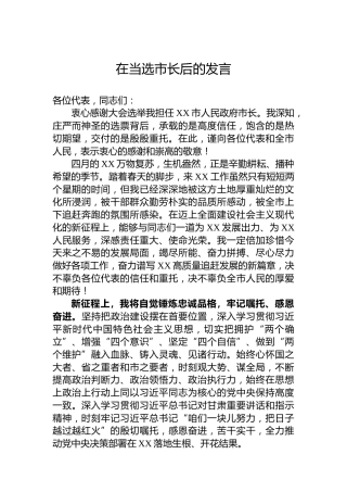 在当选市长后的发言