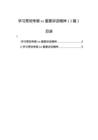 学习贯彻考察xx重要讲话精神（2篇）
