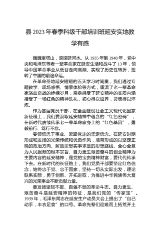 县2023年春季科级干部培训班延安实地教学有感