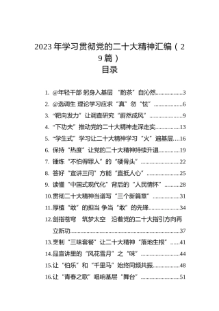 2023年学习贯彻党的二十大精神汇编（29篇）