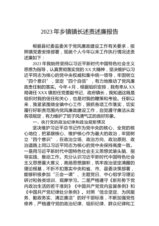 2023年乡镇镇长述责述廉报告