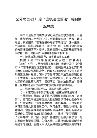 区分局2023年度“谁执法谁普法”履职情况总结