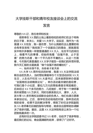 学挂职干部和青年校友座谈会上的交流发言
