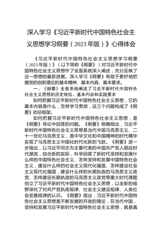 深入学习《习近平新时代中国特色社会主义思想学习纲要（2023年版）》心得体会