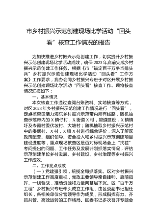 市乡村振兴示范创建现场比学活动“回头看”核查工作情况的报告