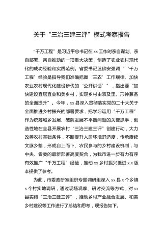 关于“三治三建三评”模式考察报告