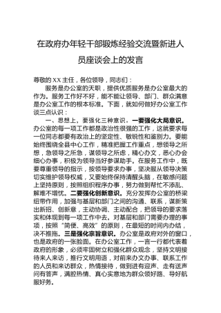 在政府办年轻干部锻炼经验交流暨新进人员座谈会上的发言