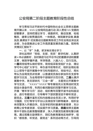 公安局第二阶段主题教育阶段性总结