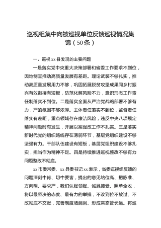 巡视组集中向被巡视单位反馈巡视情况集锦（50条）
