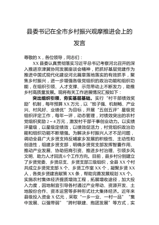 县委书记在全市乡村振兴观摩推进会上的发言