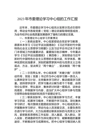 2023年市委理论学习中心组的工作汇报