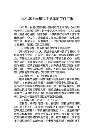 2023年上半年民主党派的工作汇报