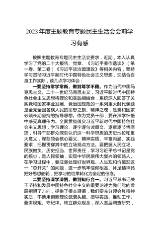 2023年度主题教育专题民主生活会会前学习有感