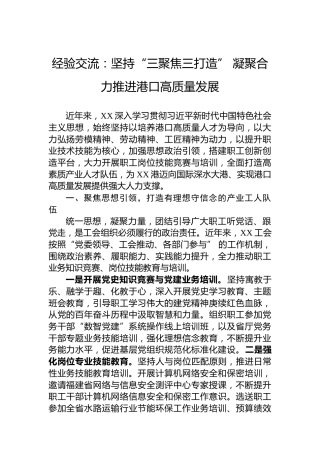 经验交流：坚持“三聚焦三打造”凝聚合力推进港口高质量发展