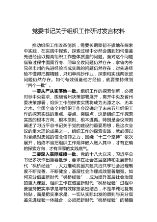 党委书记关于组织工作研讨发言材料