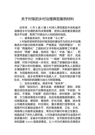 关于村级的乡村治理典型案例材料