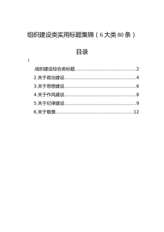 组织建设类实用标题集锦（6大类80条）