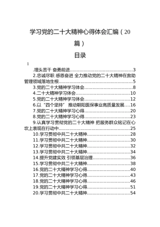 学习党的二十大精神心得体会汇编（20篇）1