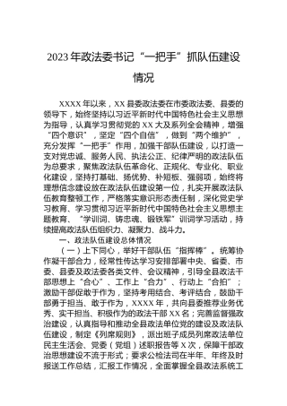 2023年政法委书记“一把手”抓队伍建设情况