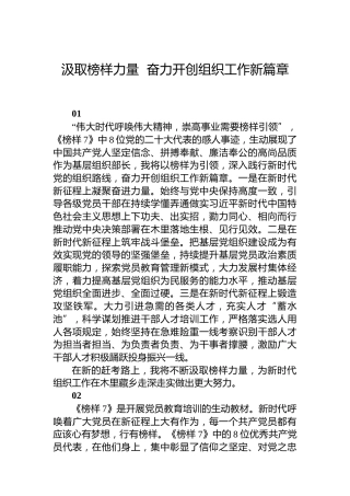 汲取榜样力量奋力开创组织工作新篇章