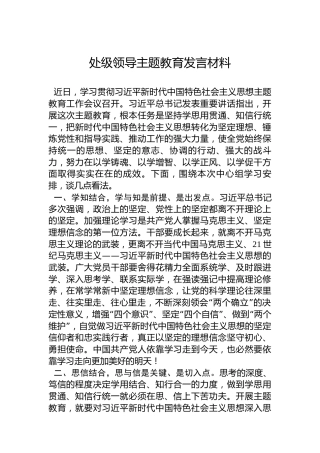 处级领导主题教育发言材料