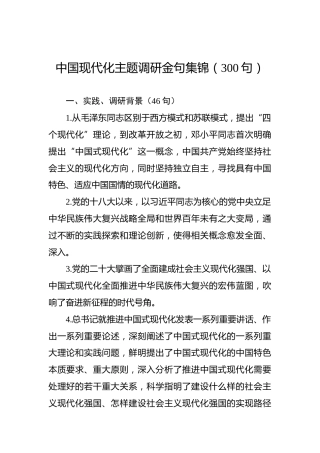 中国现代化主题调研金句集锦（300句）